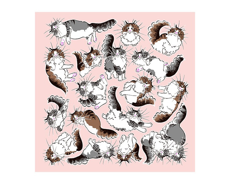 ねこ 二巾 綿風呂敷 綿 100% 71cm×73cm