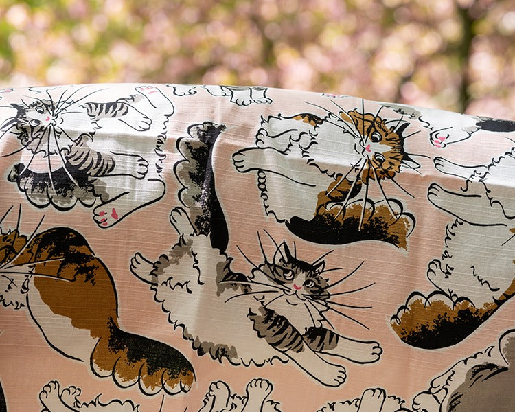 ねこ 二巾 綿風呂敷 綿 100% 71cm×73cm