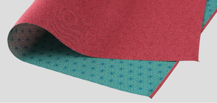 風呂敷 おしゃれ 日本製 京都 furoshiki ふろしき ポリエステル 一越織 両面染 二巾 ( 70cm × 70cm ) サメ 小紋 ( 表 ) 麻の葉 ( 裏 )
