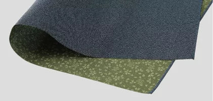 Stylish Furoshiki (Japanese-made furoshiki) from Kyoto. Polyester, Ichigoshi-ori weave, double-sided dyed, 48cm x 50cm wide. Shark Komon (front) with small cherry blossom (back).