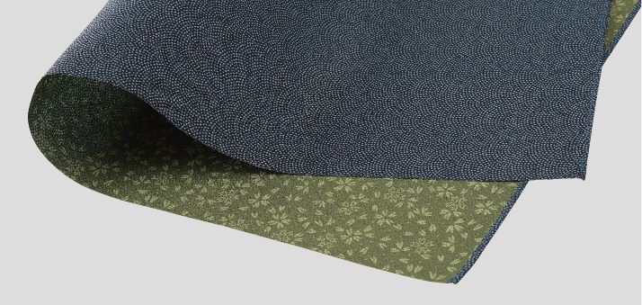 風呂敷 おしゃれ 日本製 京都 furoshiki ふろしき ポリエステル 一越織 両面染 二巾 ( 70cm × 70cm ) サメ小紋 ( 表 ) 小桜 ( 裏 )