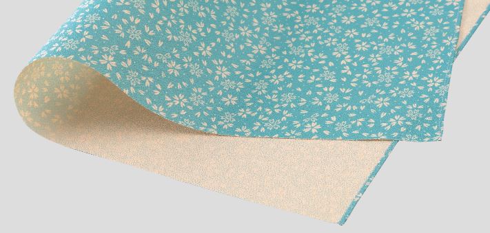 Stylish Furoshiki (Japanese-made furoshiki) from Kyoto. Polyester, Ichigoshi-ori weave, double-sided dyed, 48 x 50cm wide. Small cherry blossom pattern on the front and plain on the back.