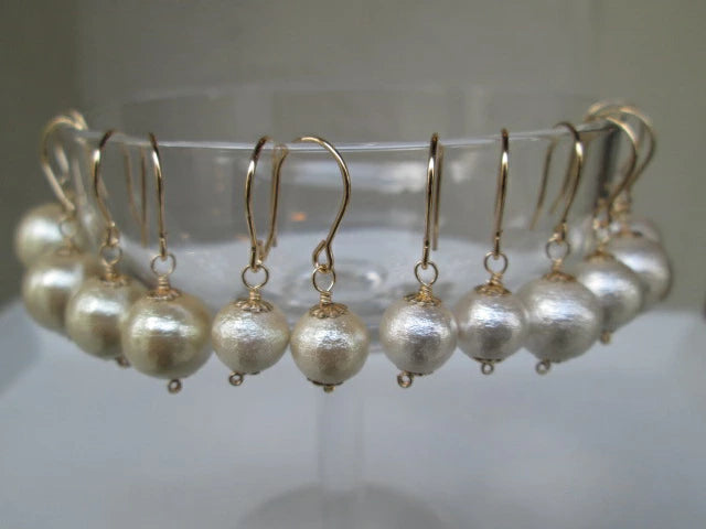 Cotton pearl earrings, featured item, 14kgf, perfect for kimono, yukata, and summer festivals.