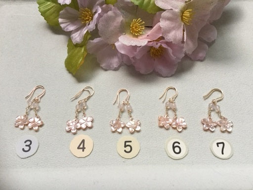 ピアス 14kgf ピンクシェル さくら 桜 フラワー 春