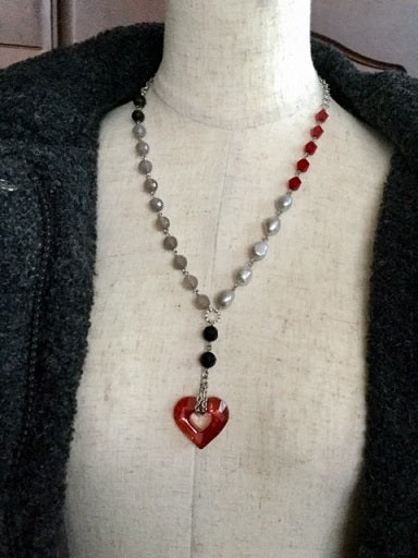 Swarovski Women's Natural Freshwater Pearl Heart Necklace