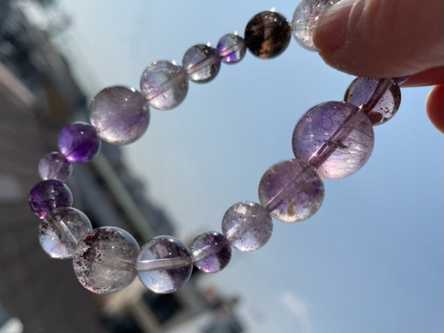 ブレスレット エレスチャルクォーツ 天然石 1点もの 虹色クラック