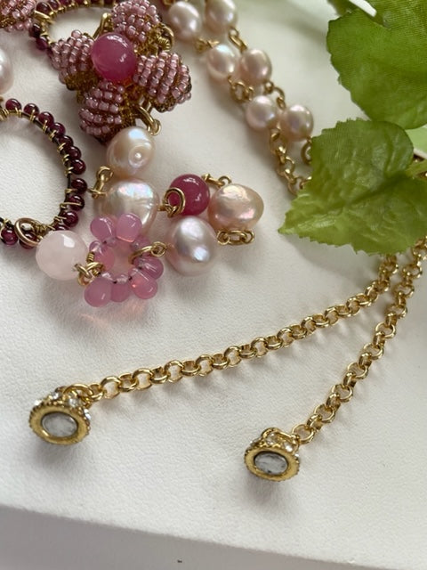 ネックレス 天然石 ワインカラージェード ハンドメイド