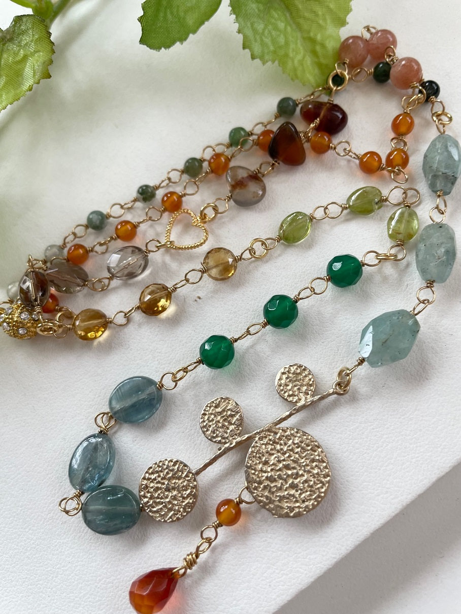 A la carte necklace, natural stone, 9 types, autumn/winter, handmade