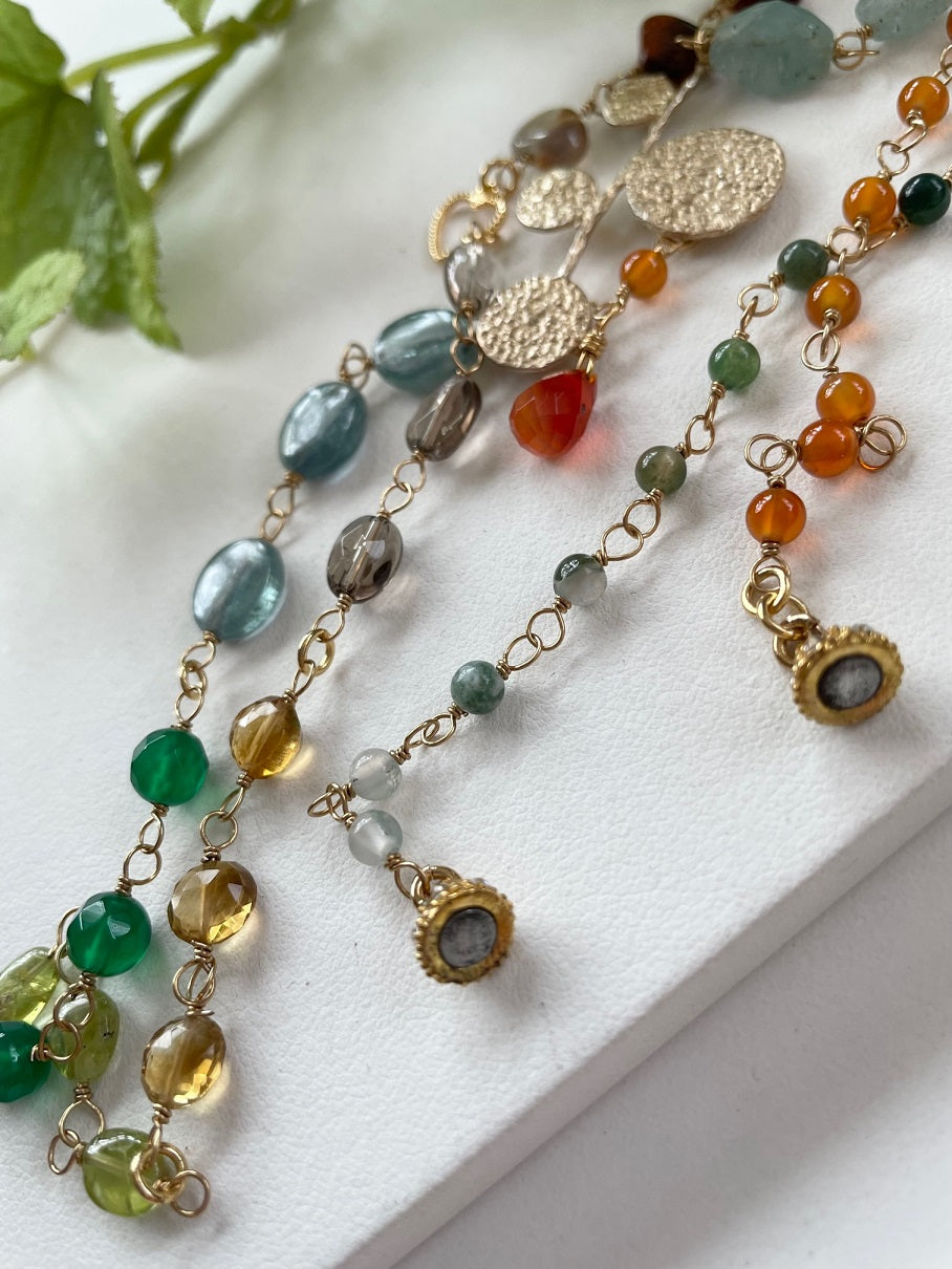 A la carte necklace, natural stone, 9 types, autumn/winter, handmade