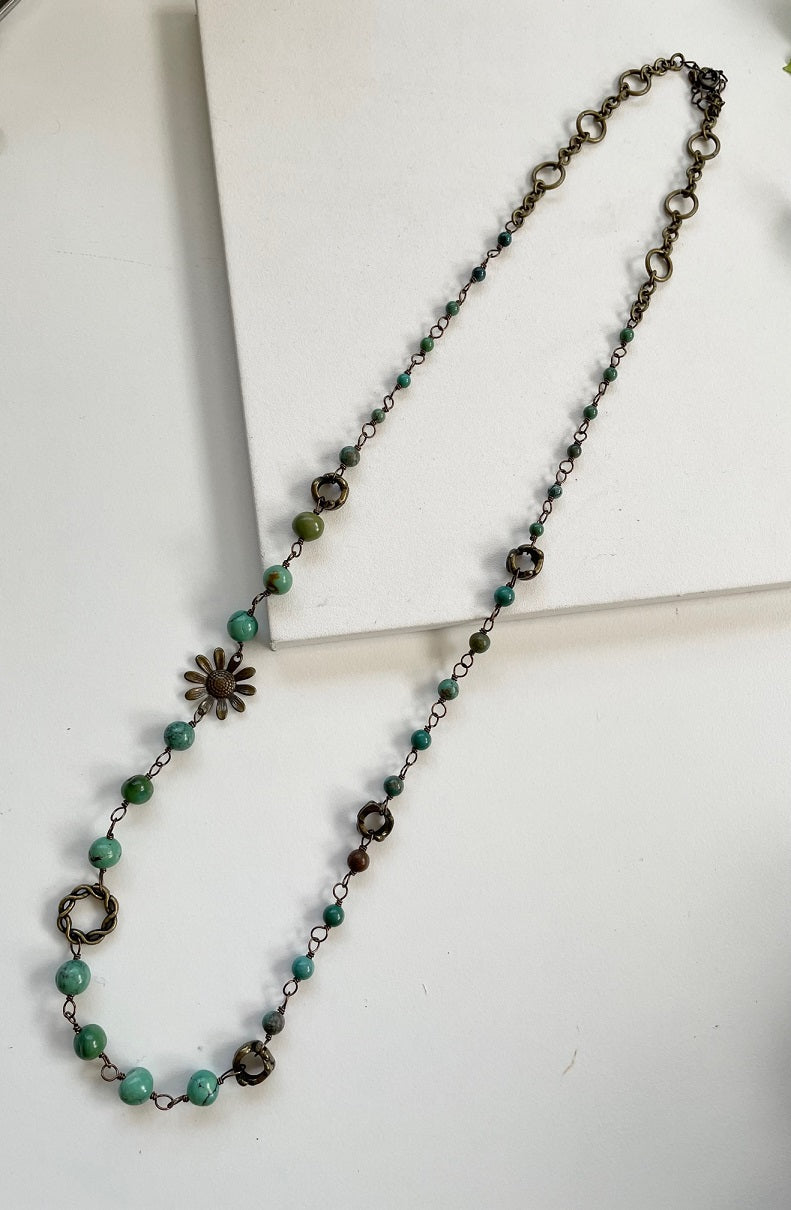 ターコイズネックレス 天然石 ネックレス ハンドメイド