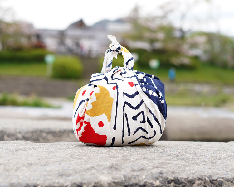 壺に露草 二巾 綿風呂敷 綿 100% 71cm×73cm