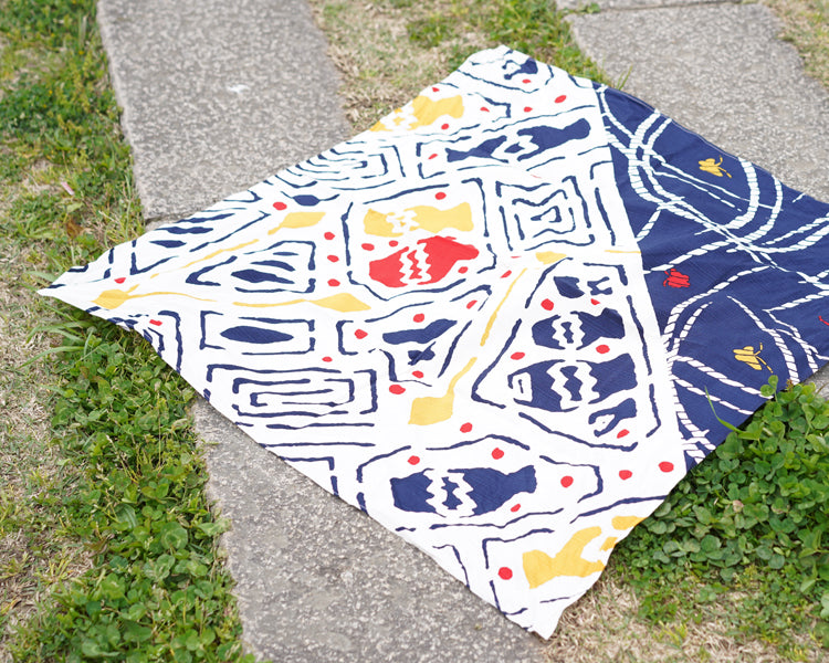 壺に露草 二巾 綿風呂敷 綿 100% 71cm×73cm