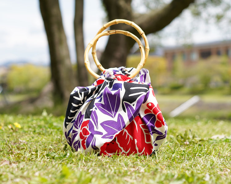 Flower and Bird Design, 2-Width Cotton Furoshiki, 100% Cotton, 71cm x 73cm