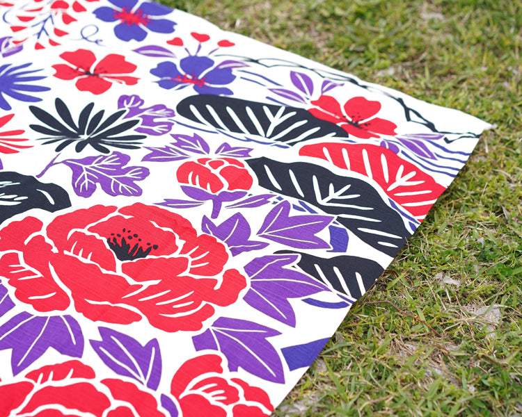 Flower and Bird Design, 2-Width Cotton Furoshiki, 100% Cotton, 71cm x 73cm