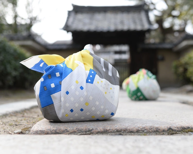 City Lights, 2-width Cotton Furoshiki, 100% Cotton, 71cm x 73cm