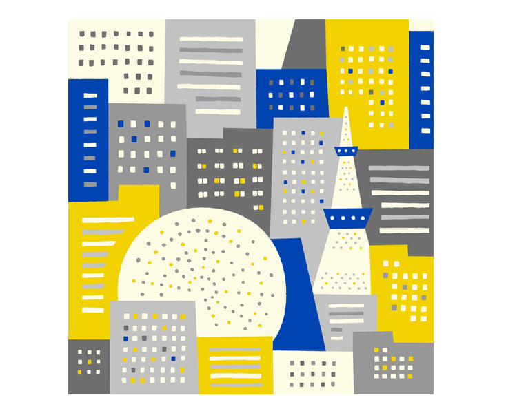 City Lights, 2-width Cotton Furoshiki, 100% Cotton, 71cm x 73cm