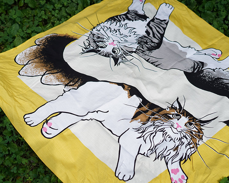 Cat, 24cm wide, 100% cotton furoshiki, 92cm x 94cm