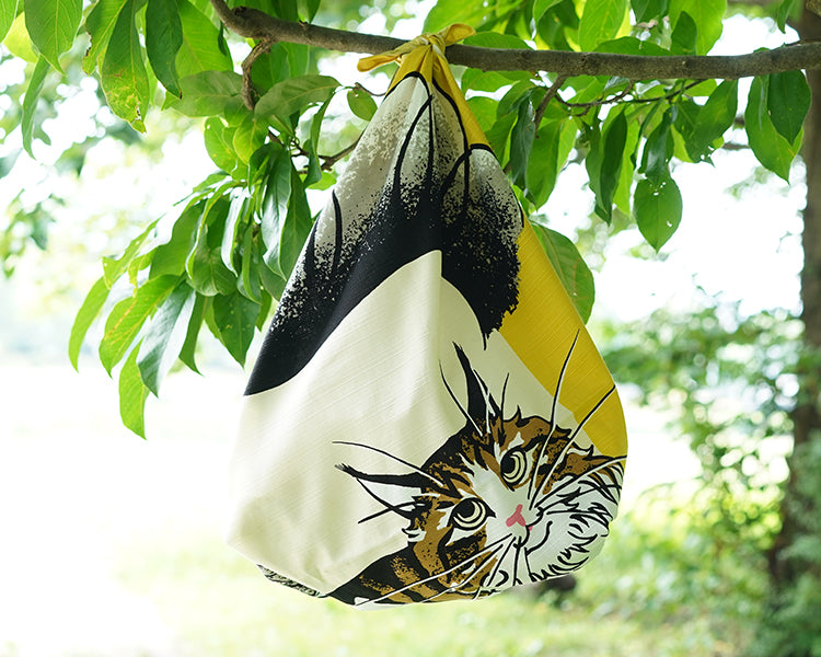 Cat, 24cm wide, 100% cotton furoshiki, 92cm x 94cm