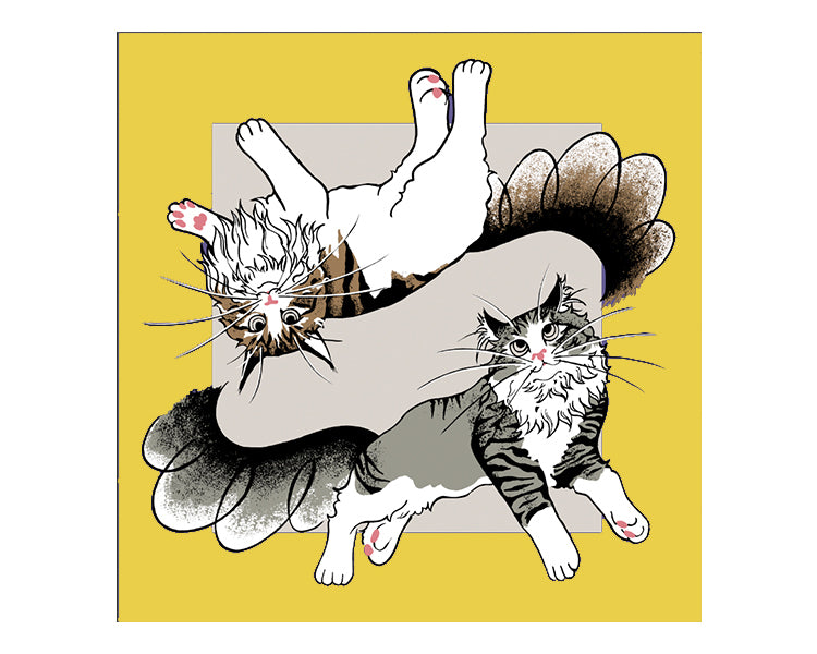 Cat, 24cm wide, 100% cotton furoshiki, 92cm x 94cm