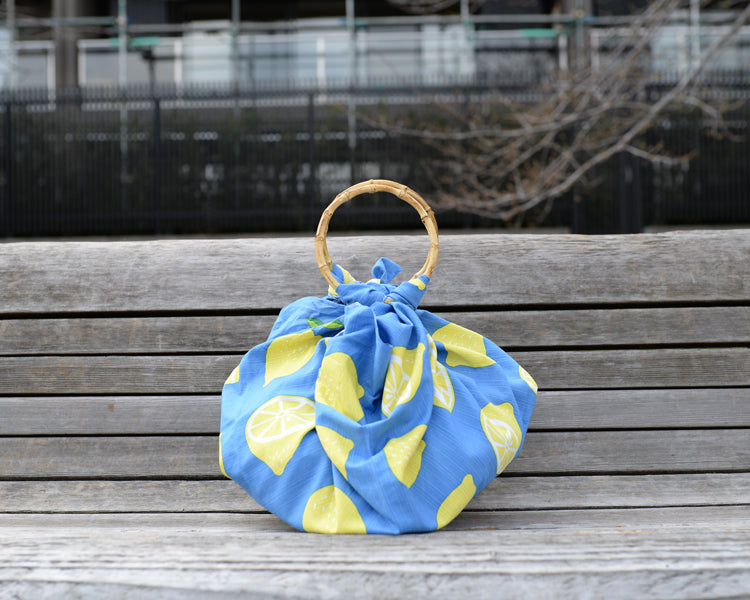 Lemon 24cm wide cotton furoshiki (wrapping cloth), 100% cotton, 92cm x 94cm