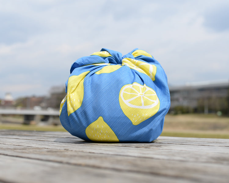 Lemon 24cm wide cotton furoshiki (wrapping cloth), 100% cotton, 92cm x 94cm