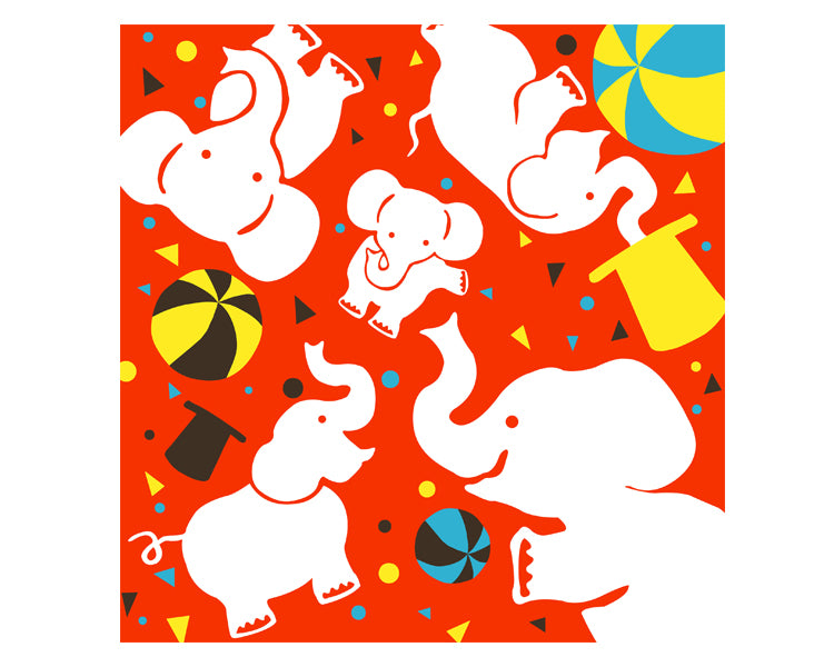 Elephant, 24cm wide, 100% cotton furoshiki, 92cm x 94cm