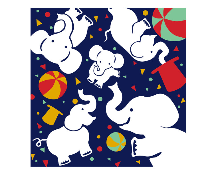Elephant, 24cm wide, 100% cotton furoshiki, 92cm x 94cm