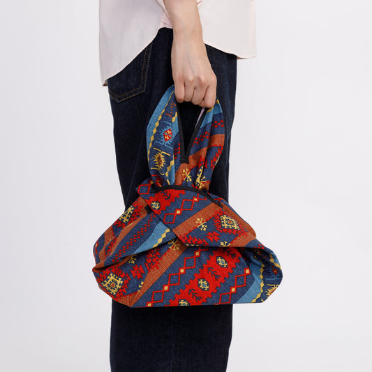 風呂敷バッグ 日本製 京都 furoshiki 結ばない風呂敷 70cm × 70cm　【ラパス／インディゴ】