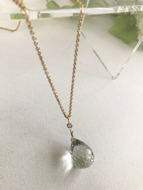 Women's Necklace Chain 14kgf Top Quality Cut Large Stone 