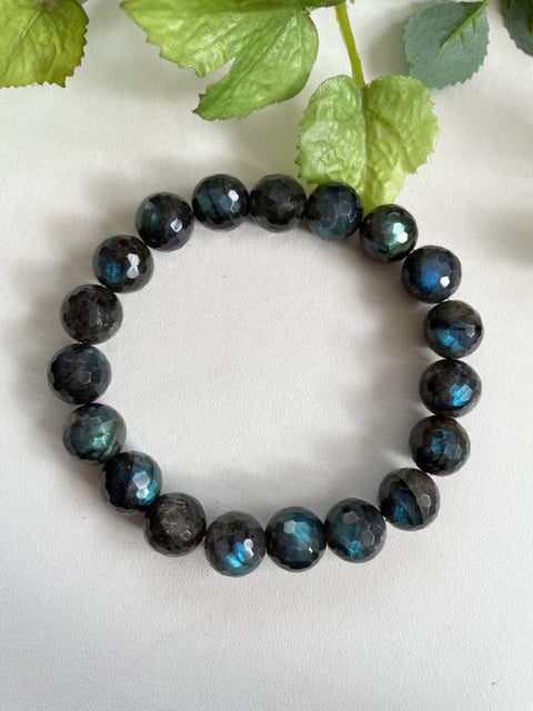 Labradorite Bracelet, 11mm, One-of-a-Kind, Natural Stone 