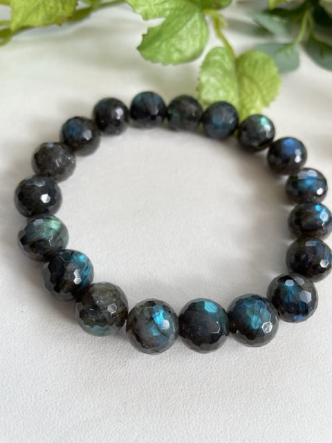 Labradorite Bracelet, 11mm, One-of-a-Kind, Natural Stone 