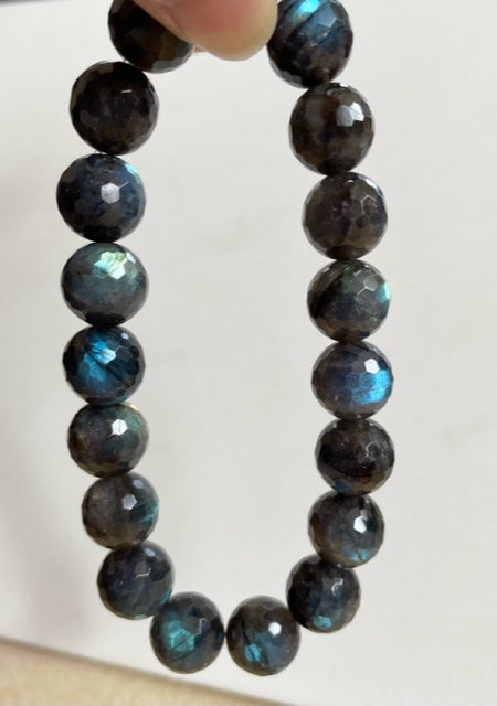 Labradorite Bracelet, 11mm, One-of-a-Kind, Natural Stone 
